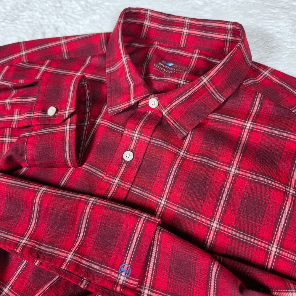 NEW Vineyard Vines OTG On the go 1W012507 Mens XXL Red Plaid Stretch Button Up